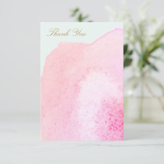 Carte De Remerciements Remerciement élégant rose aquarelle