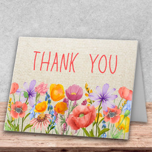 Carte De Remerciements Remerciement en lin floral - Message chaleureux à