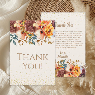 Carte De Remerciements Remerciement Fleuris Orange Bourgogne pour Anniver