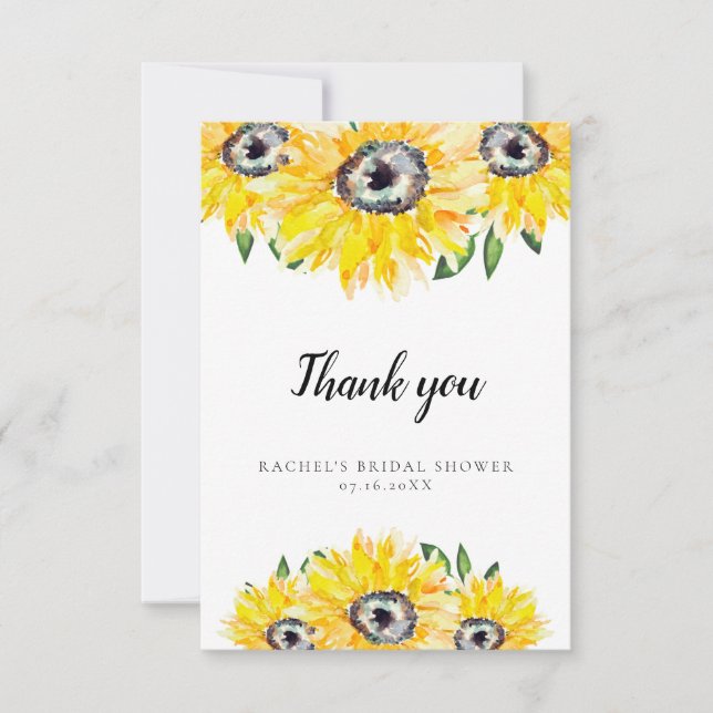 Carte De Remerciements Remerciement Fleurs de tournesol Fête de mariage W (Devant)