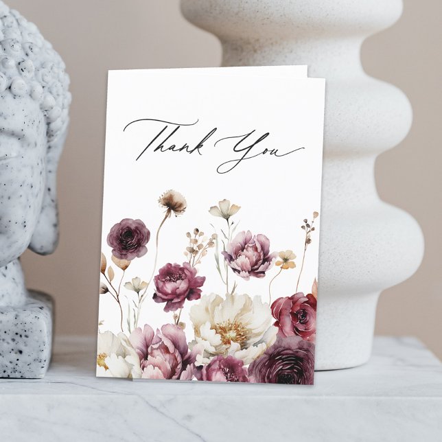 Carte De Remerciements Remerciement Floral Abondant Rustique (Our rustic floral abundance thank you card is a lovely choice.)