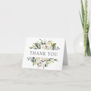 Carte De Remerciements Remerciement Floral Blanc Élégant