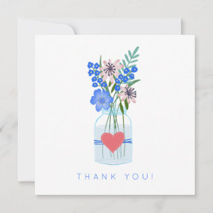 Carte De Remerciements Remerciement Floral Bleu Rustique