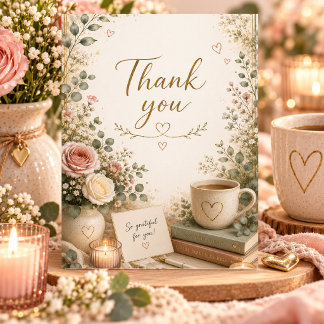 Carte De Remerciements Remerciement floral confortable de Cottagecore
