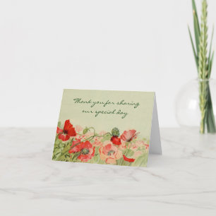 Carte De Remerciements Remerciement floral de mariage vintage rouge coque