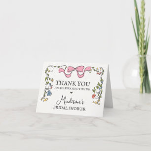 Carte De Remerciements Remerciement Floral Doodle de Fête de Jardin Fanta