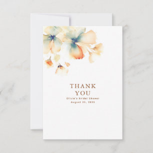 Carte De Remerciements Remerciement floral Terracotta et bleu sarcelle