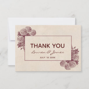 Carte De Remerciements Remerciement floral vintage 3,5x5 I Botanique rétr