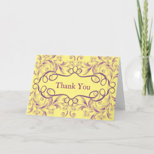 Carte De Remerciements Remerciement Fond Jaune Tourbillon Violet Courbé