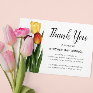 Carte De Remerciements Remerciement funéraire Mémorial de fleurs de tul