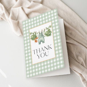 Carte De Remerciements Remerciement Gingham Vert Sauge Cultivé Localement