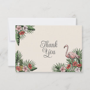 Carte De Remerciements Remerciement ivoire flamingo hawaïen & hibiscus