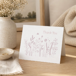 Carte De Remerciements Remerciement Minimaliste Prairie de Fleurs Sauvage