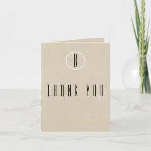 Carte De Remerciements Remerciement Monogramme Simple Minimal Kraft Rusti