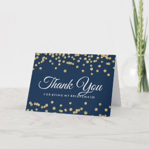 Carte De Remerciements Remerciement Or Faux Paillettes Confettis Navy