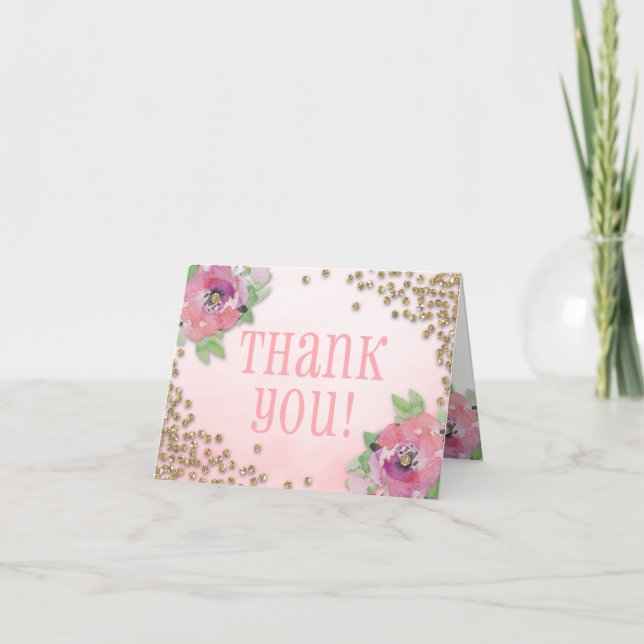 Carte De Remerciements Remerciement paillettes pour Baby Shower Brunch et (Devant)