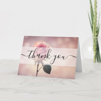 Carte De Remerciements Remerciement personnalisé avec une rose rose uniqu