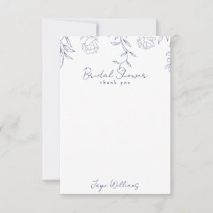 Carte De Remerciements Remerciement Personnalisé de Mariage Navy Blank