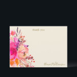 Carte De Remerciements Remerciement Personnalisé Élégant Rose Floral pour<br><div class="desc">Remerciement Personnalisé Élégant Rose Chaud Floral pour Baby Shower</div>