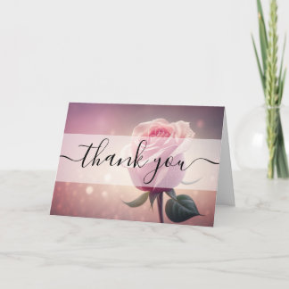 Carte De Remerciements Remerciement Personnalisé Jolie Rose Rose Simple R