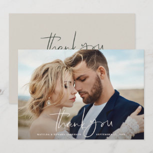 Carte De Remerciements Remerciement photo de mariage moderne minimaliste 