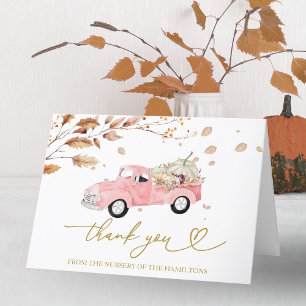 Carte De Remerciements Remerciement pour Baby Shower Camion Vintage Rose