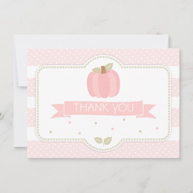 Carte De Remerciements Remerciement pour Baby Shower Citrouille Rose (Devant)