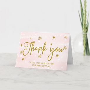 Carte De Remerciements Remerciement pour Baby Shower d'Hiver Flocons de N