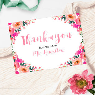 Carte De Remerciements Remerciement pour Baby Shower Élégant Fleur Aquare