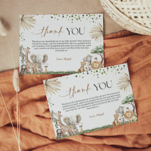 Carte De Remerciements Remerciement pour Baby Shower Genre Neutre Animaux