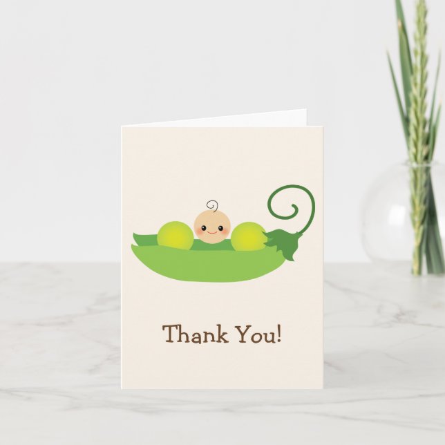 Carte De Remerciements Remerciement pour Baby Shower Green Sweet Pea (Devant)
