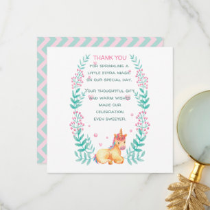 Carte De Remerciements Remerciement pour Baby Shower Licorne Aquarelle Fl