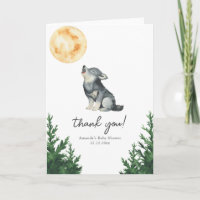 Remerciement pour Baby Shower Loup Aquarelle