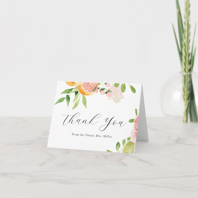 Carte De Remerciements Remerciement pour Baby Shower Mariage Citrus Rose (Devant)