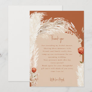 Carte De Remerciements Remerciement pour Baby Shower Pampas Terracotta
