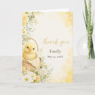 Carte De Remerciements Remerciement pour Baby-Shower Poussin à l'aquarell