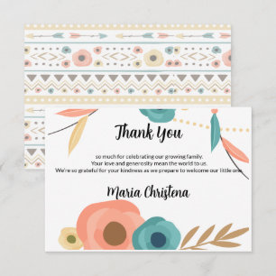 Carte De Remerciements Remerciement pour Baby Shower Rustique Bohème