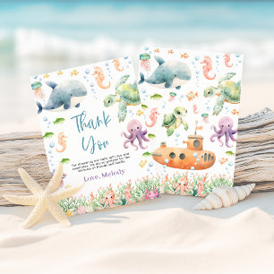 Carte De Remerciements Remerciement pour Baby Shower Sous l'Océan