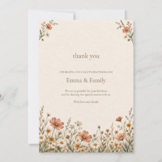 Carte De Remerciements Remerciement pour Baby Shower Terracotta Wildflowe