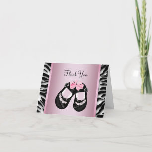 Carte De Remerciements Remerciement pour Baby Shower Zèbre Rose