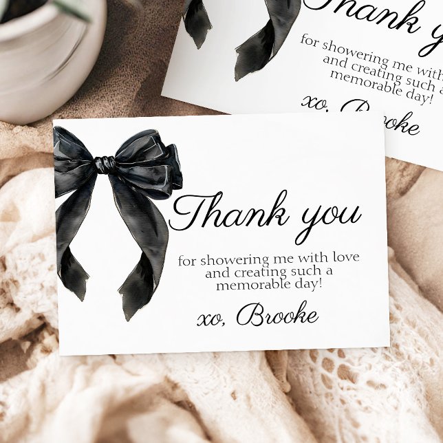 Carte De Remerciements Remerciement pour Black Bow French Bridal Shower (Créateur téléchargé)
