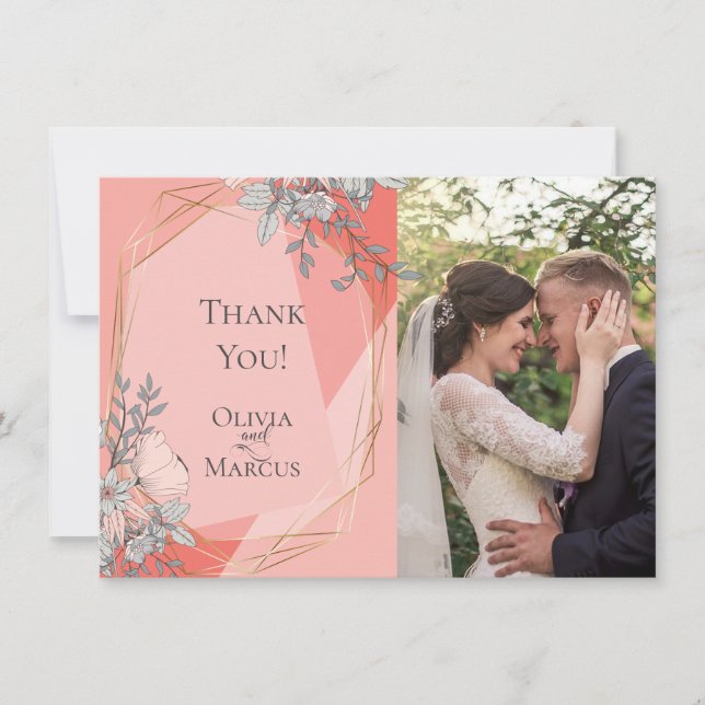Carte De Remerciements Remerciement pour des photos de mariage  |  Floral (Devant)