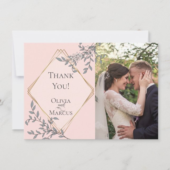 Carte De Remerciements Remerciement pour des photos de mariage  |  Floral (Devant)