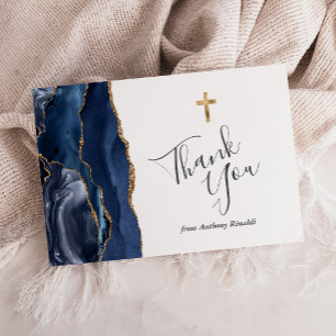 Carte De Remerciements Remerciement pour la Première Communion en bleu ma