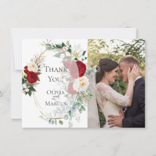 Carte De Remerciements Remerciement pour photo de mariage   Cadre élégant