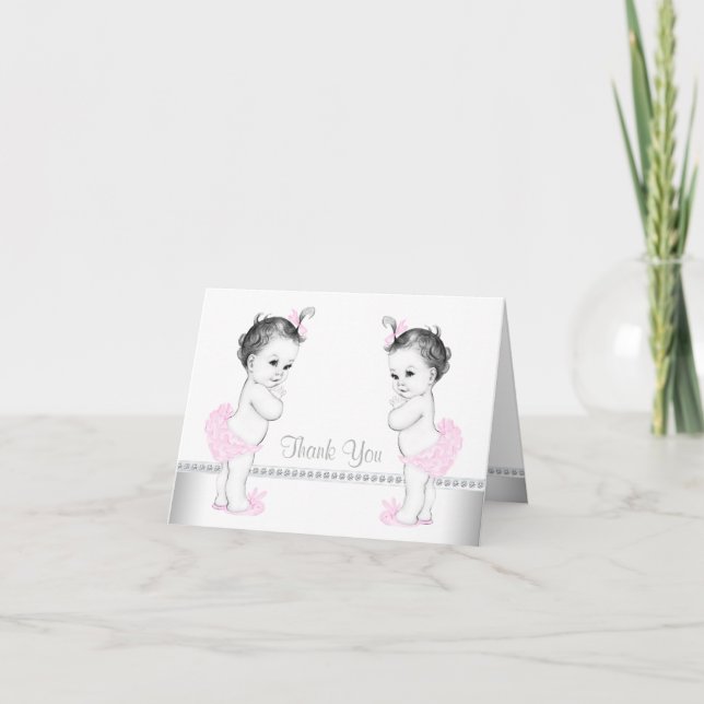Carte De Remerciements Remerciement pour une Baby Shower de Jumelles Fill (Devant)
