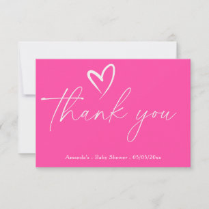 Carte De Remerciements Remerciement pour une baby shower minimaliste rose