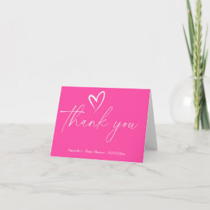 Carte De Remerciements Remerciement pour une baby shower minimaliste rose
