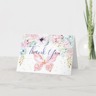 Carte De Remerciements Remerciement pour une baby shower pastel florale e