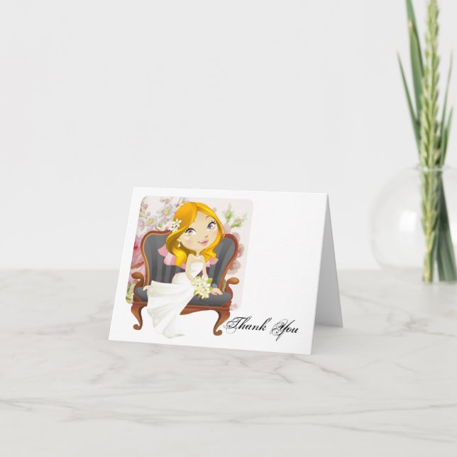 Carte De Remerciements Remerciement pour une fête de mariage de dessin an (Devant)